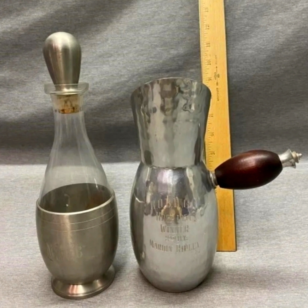 B.W. Buenilum Aluminum & Pewter Carafe & Decanter rare vintage 1940s